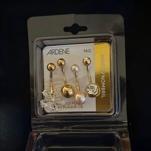 Ardene Gold and Clear Navel Jewelry Set